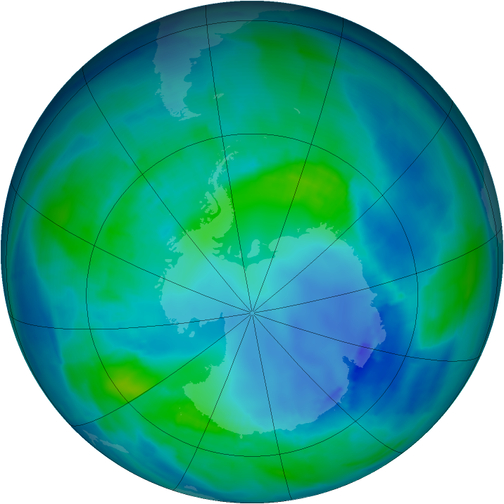 Antarctic ozone map for 20 April 2009